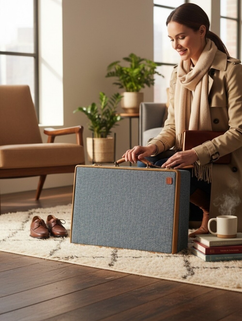 Vintage Hartmann Tweed/Leather Suitcase.